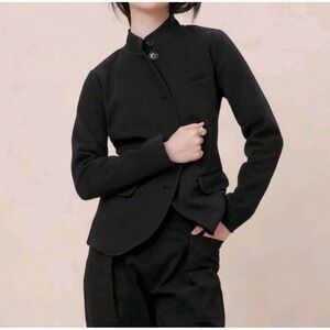 New Banana Republic Factory Blazer Womens XS Black Pique Military Knit Preppy